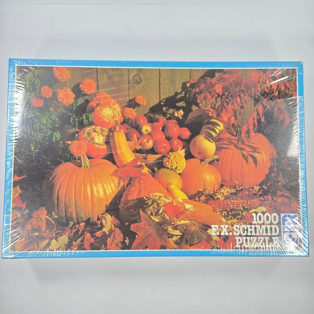 Vintage F.X. Schmid Fall Harvest 1000 Piece Jigsaw Puzzle Fall Harvest New
